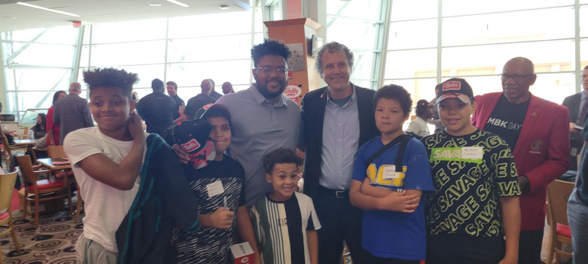 Community Organizer, Mario Davison with Sen. Sherrod Brown at a MBK field trip
